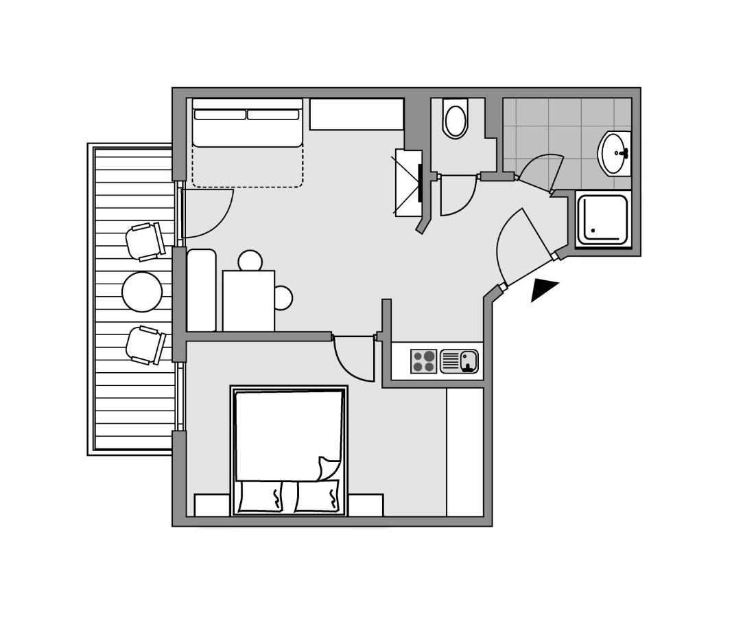 Apartment mit 1 Schlafzimmer und Balkon - Nebengebäude